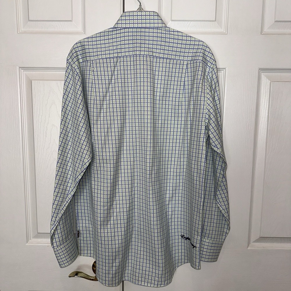 English Laundry Blue White Green Dress Shirt 16 1/2 34 - 35 Embroidered Logo LG - Picture 9 of 16